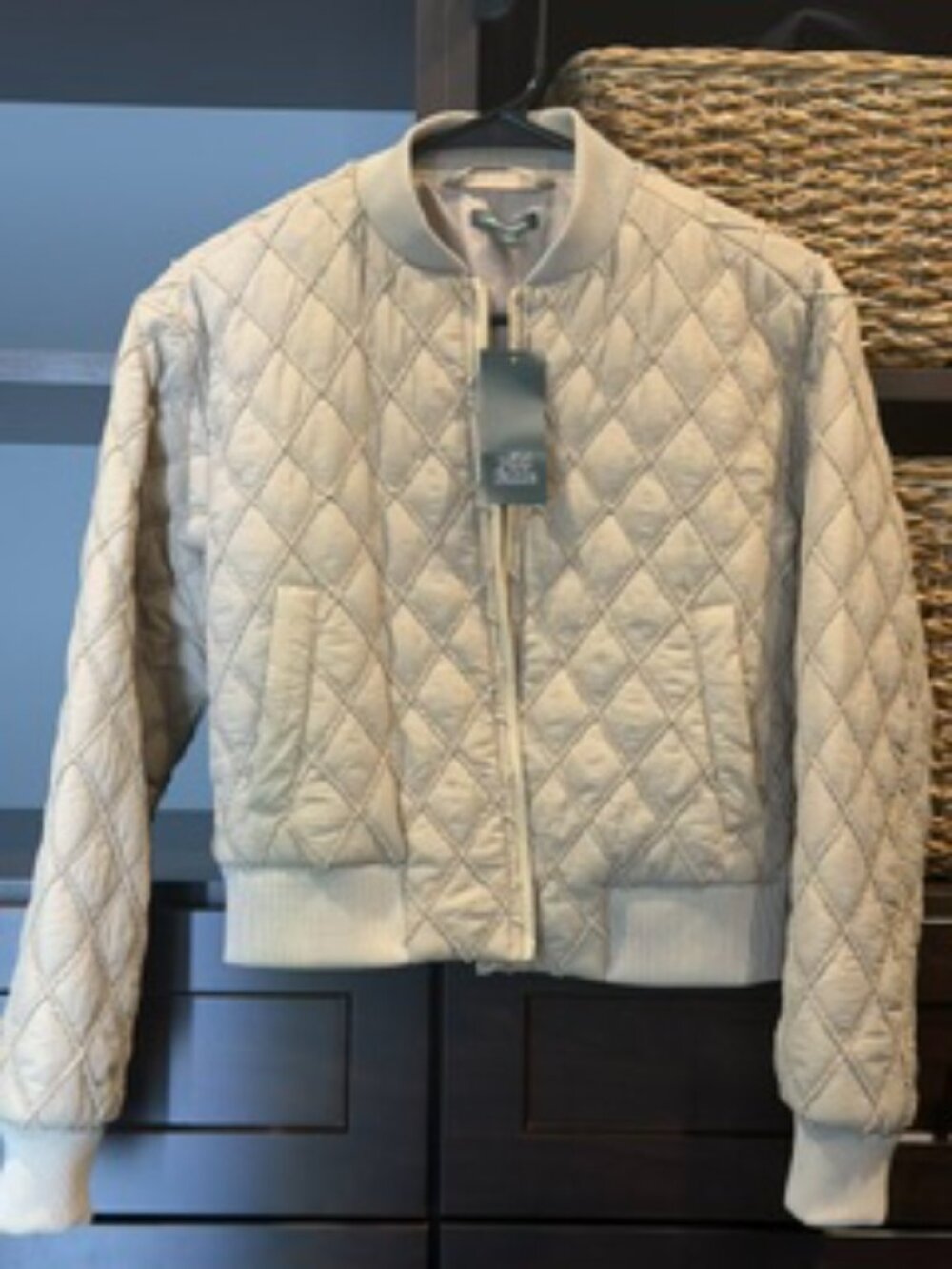 Wild Fable Beige Diamond Quilted Bomber Jacket XS Lightweight Neutral